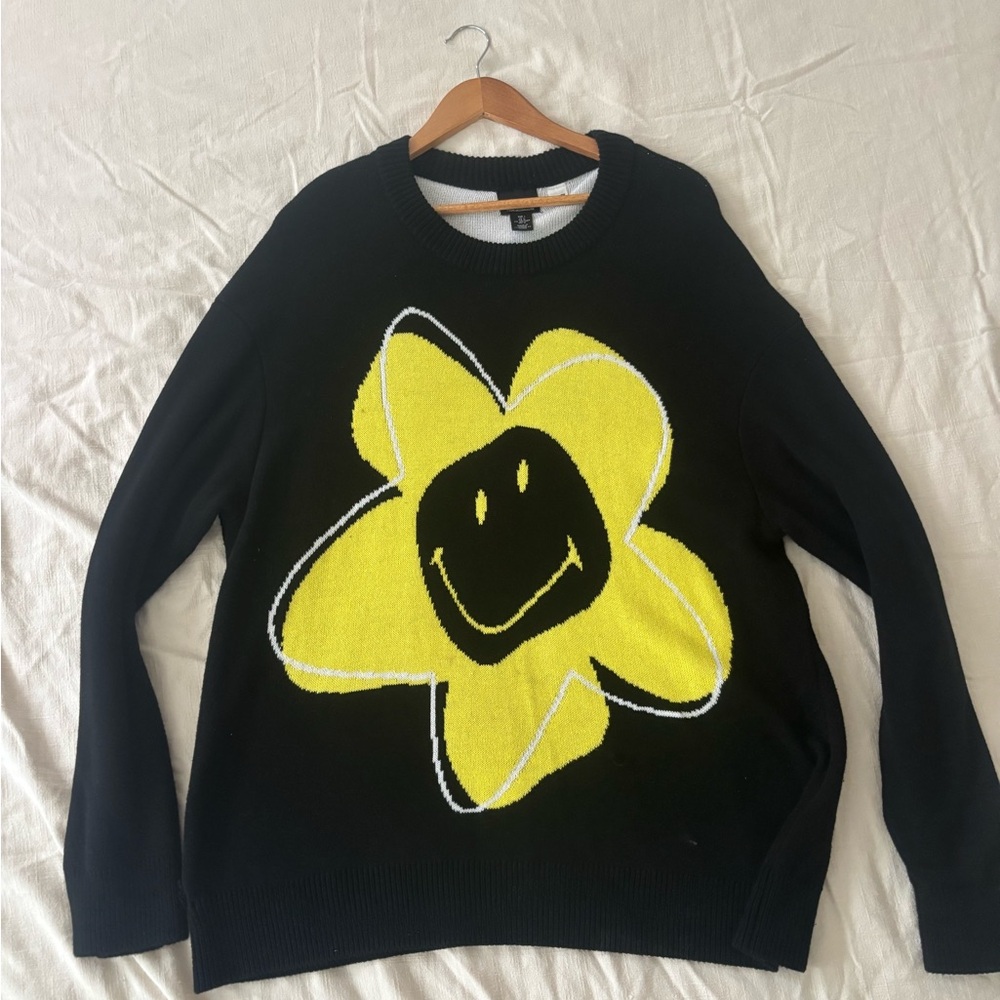 H&M Black Sweater with Smiley Design